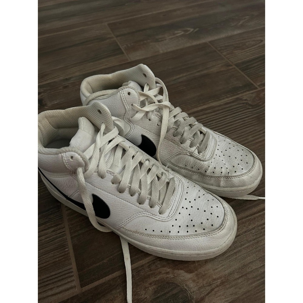 Nike Court Vision Mid Women Size 8.5 White Black Retro Sneaker GUC